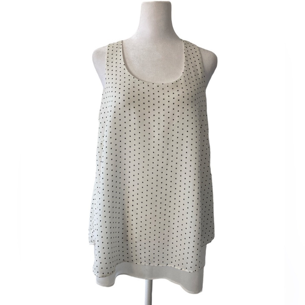 Rose and Olive medium blouse polka dot black and white sleeveless